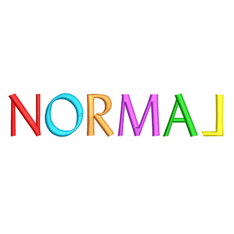 Trička s výšivkou „Normal“ – buďte jiní! Výšivka „Normal“ na tričku – barevný nápis | trička s výšivkou