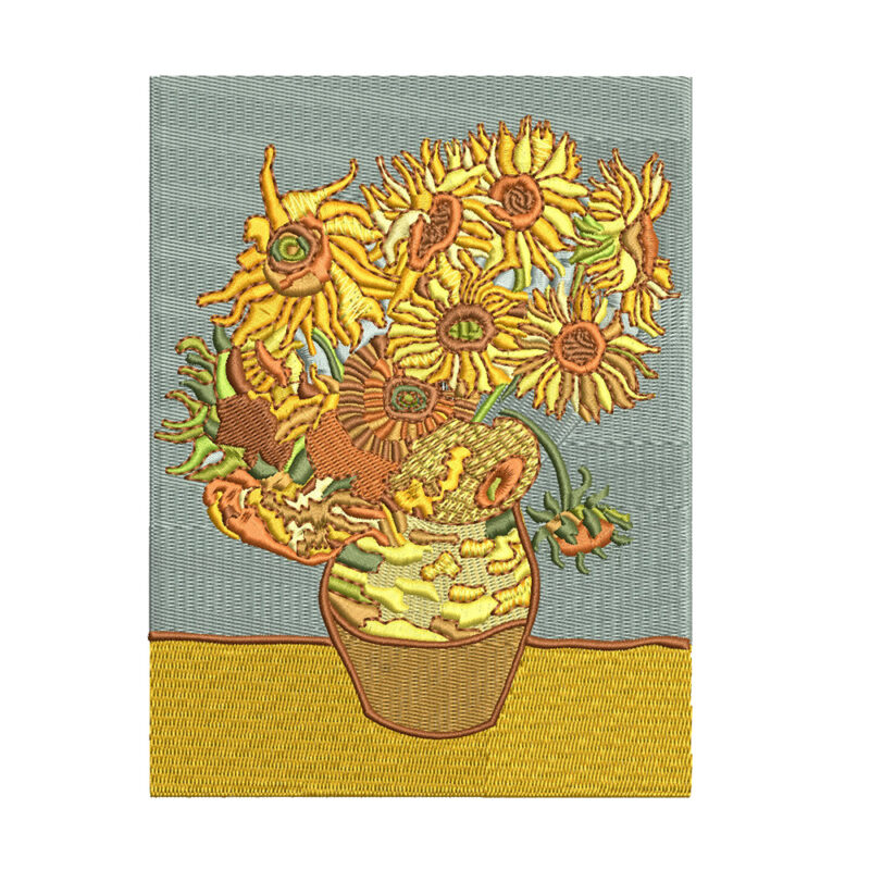 Mikina s vlastní výšivkou slunečnice inspirovaná Van Goghem Tričko s květinovou výšivkou – florální motiv pro originální vzhled