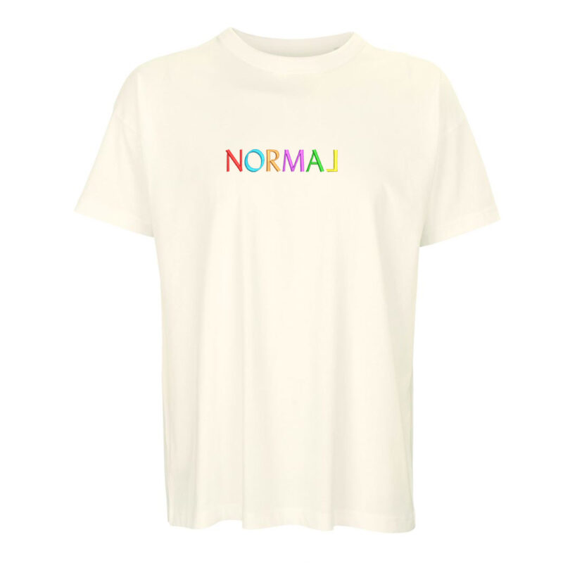 Trička s výšivkou „Normal“ – buďte jiní! Bílé tričko s výšivkou Normal | stylová trička s výšivkou