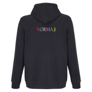 Trička s výšivkou „Normal“ – buďte jiní! Černá mikina s výšivkou Normal na zádech | mikina s výšivkou