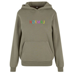 Trička s výšivkou „Normal“ – buďte jiní! Khaki mikina s výšivkou Normal | mikina s výšivkou