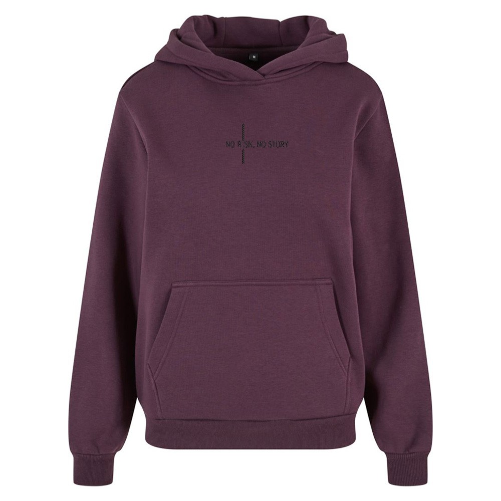Motivační výšivka na oblečení „No risk, no story“ Vínová mikina s výšivkou na oblečení „No risk, no story“