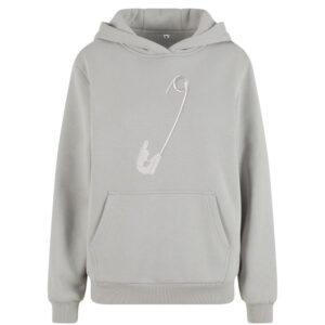 Streetwear mikina s výšivkou Spínací špendlík Streetwear mikina s výšivkou Spínací špendlík – originální motiv na šedé mikině