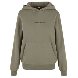 Motivační výšivka na oblečení „No risk, no story“ Zelená mikina s výšivkou na oblečení „No risk, no story“ (černá nit)