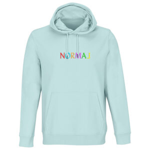 Trička s výšivkou „Normal“ – buďte jiní! Světle modrá mikina s výšivkou Normal | mikina s výšivkou