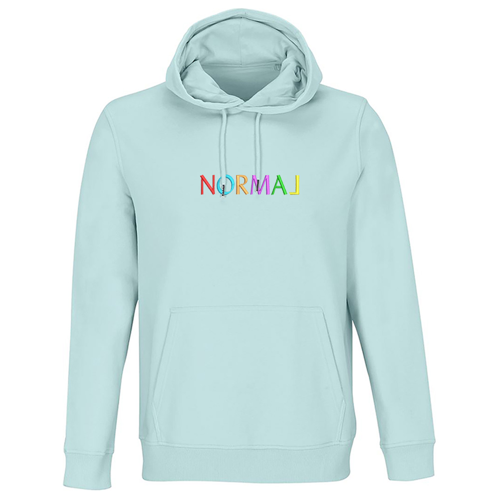 Trička s výšivkou „Normal“ – buďte jiní! Světle modrá mikina s výšivkou Normal | mikina s výšivkou