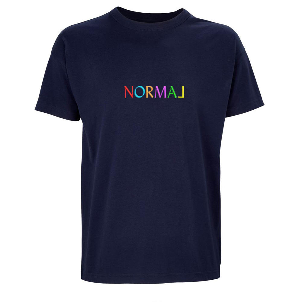 Trička s výšivkou „Normal“ – buďte jiní! Tmavě modré tričko s výšivkou Normal | trička s výšivkou