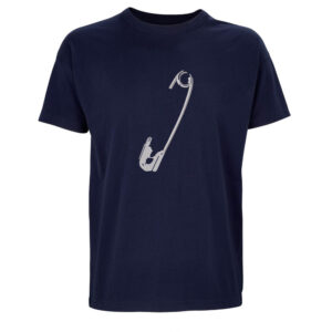 Streetwear mikina s výšivkou Spínací špendlík Tmavě modré tričko s výšivkou Spínací špendlík – minimalistický streetwear styl