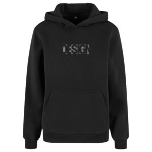Mikina s výšivkou „Design“ Černá mikina s výšivkou Design – minimalistický streetwear pro moderní styl