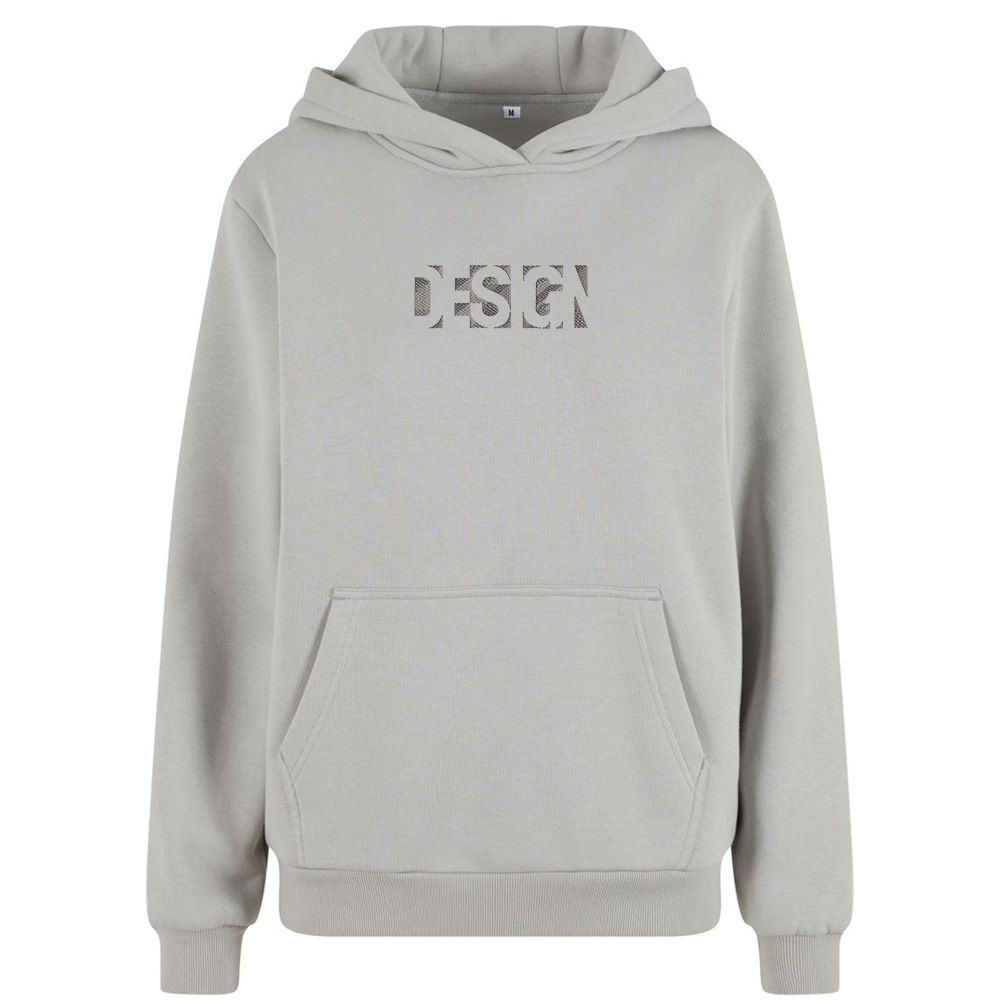 Mikina s výšivkou „Design“ Šedá mikina s výšivkou Design – minimalistický streetwear styl